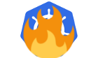 Kubernetes logo fire