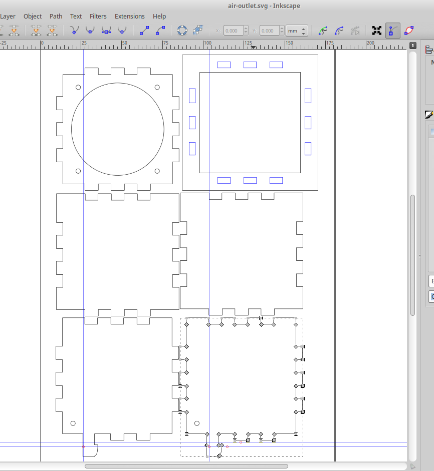 Screenshot of editing air outlet SVG in Inkscape